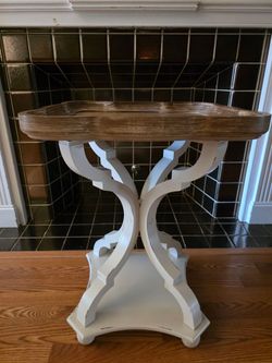 Accent Side Table with Carved Base