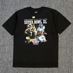 SUPER BOWL XL STEELERS VS SEAHAWKS TEE SIZE LARGE