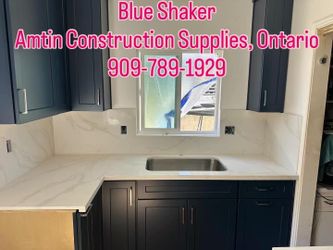 🔥 Complete Kitchen Set – Blue Shaker Cabinets + White Quartz Countertops 🔥