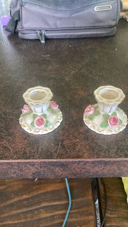 German porcelain candle stick holders