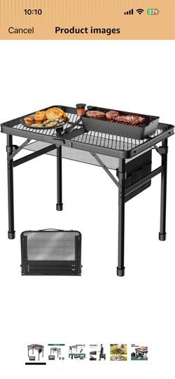 Folding Table, 2x1.3 FT Camping Table with Mesh Desktop,Folding Grill Table with Mesh Bag,Portable Outdoor for Picnic,Camping,BBQ,Beach(Black)