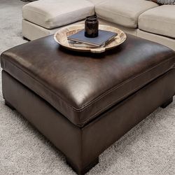 Genuine Leather Storage Ottoman – Excellent Condition