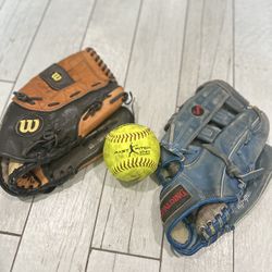 Softball Gloves w/ Fast Pitch Ball