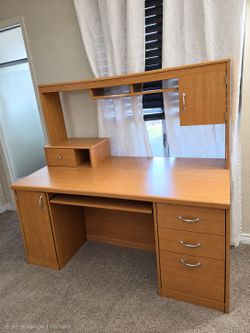 Wood Desk with Hutch