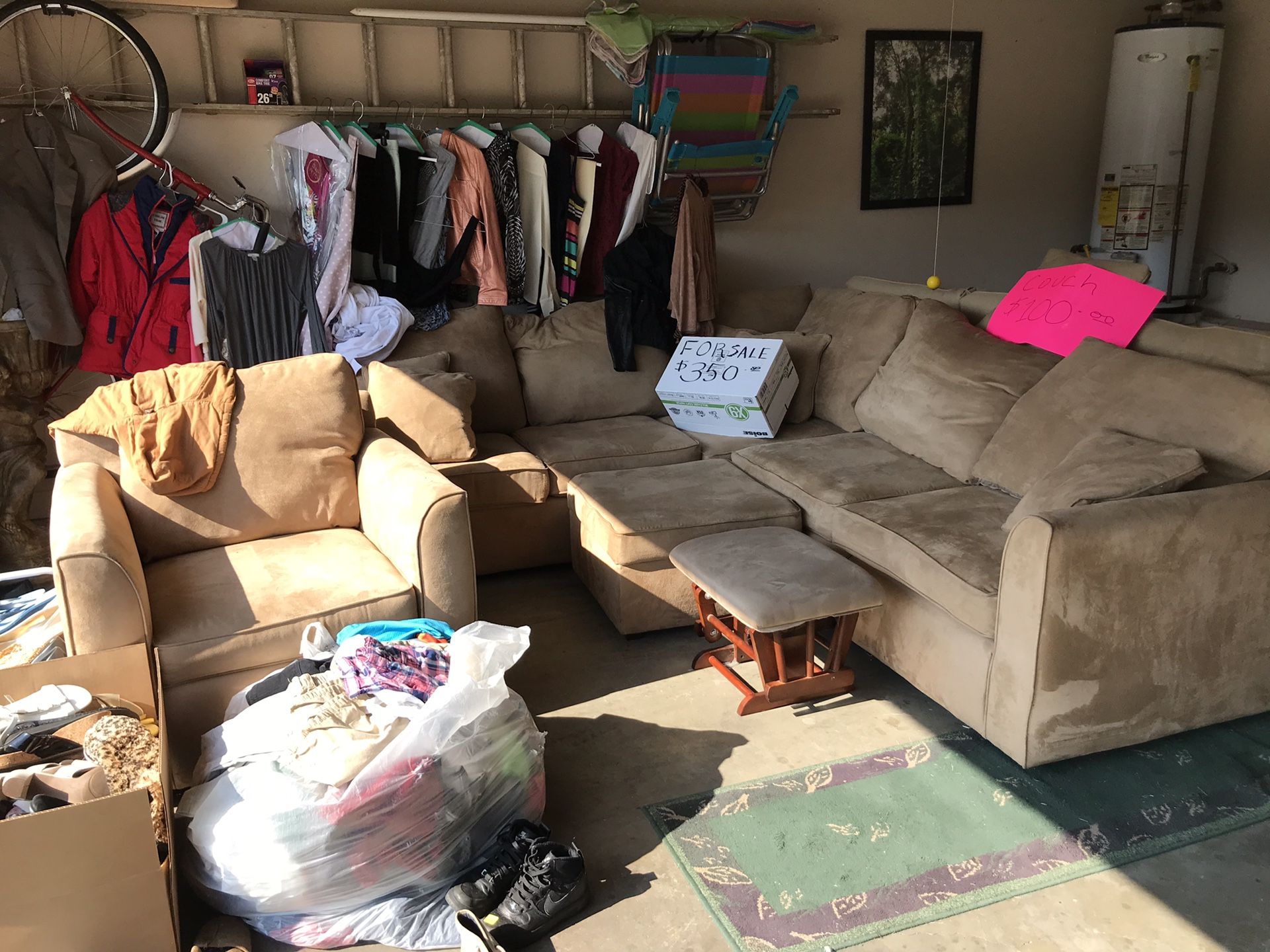 Light tan Sectional Sofa with pull out bed