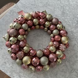 NEW NWT Pink Gold Christmas Wreath for Door Holidays Silver Glitter