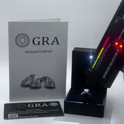 Authentic D/VVS1 1CT Moissanite Engagement Ring (6.5mm) | 925 Sterling Silver | GRA Certified 