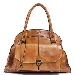  Vintage Patrica Nash Italian Leather Brown Satchel Handbag 17x7" Handles Purse
