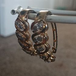 Beautiful Sterling Silver GP Diamond Earings 