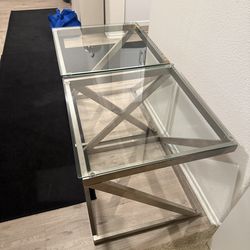✨ Modern Glass & Metal Side Tables – Set of 2 ✨