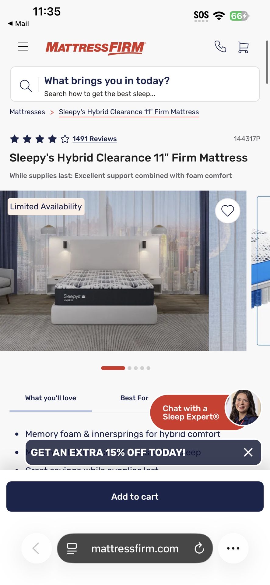Sleepys King Hybrid 11” Firm Mattress