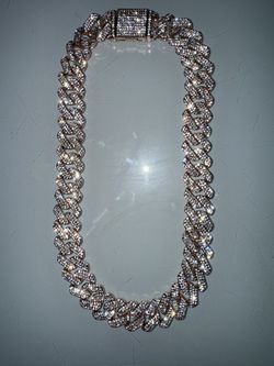 Moissanite Cuban Link Chain 22-inch Rose Gold Plated 20mm