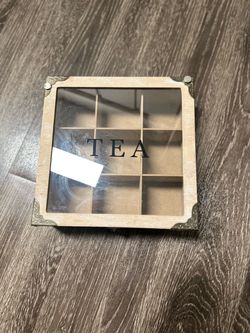 Wooden Tea Bag Storage Box with Glass Lid