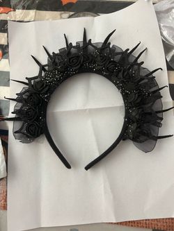 New Black Gothic Rose Crown Headband
