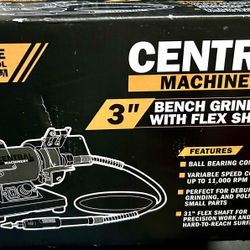 CENTRAL MACHINERY 3 in. Bench Grinder with Flex Shaft. 