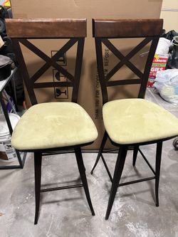 2 Matching Metal Spring Swivel Tall Bar Chairs