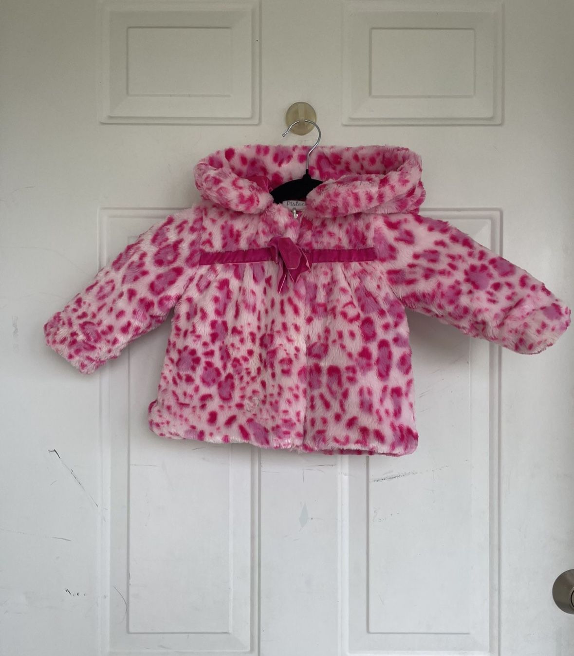 Pistachio 12 Month Pink Faux Fur Animal Print Coat