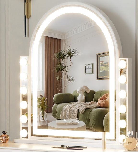 Hollywood Vanity Mirror with Lights 22.4"x23.4" Arched Lighted Makeup Mirror