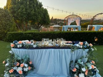 (2) Baby Blue Table Skirt w/ velcro strips
