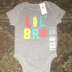 Old Navy Baby Boy’s LIL’ BRO Gray Onesie, Size 6-12 Months