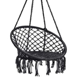 Large Hanging Rope Hammock Lounger Chair Macrame Porch Swing Grey