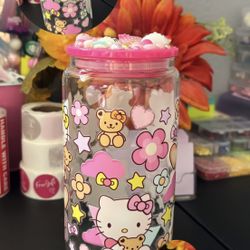 HELLO KITTY 16 OZ GLASS CUP