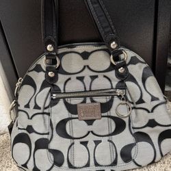 Coach Metallic Grey Hand Bag Vintage