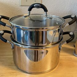 Stainless Steel Steam Pots with Steamer Basket & Lid