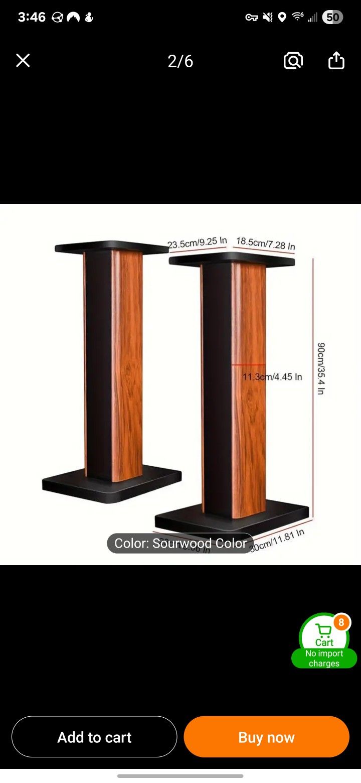 Rockville Wood Bookshelf Home Theater Speaker Stands 36" High