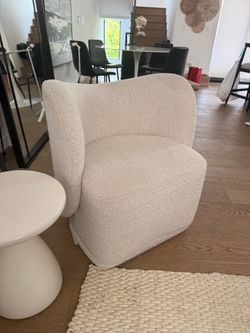 Rove Concepts White Boucle Accent Chair | Interior Designers Estate Sale - Everything Must Go