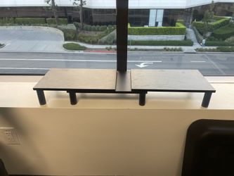 Black Desk Monitor Stand Riser, Extendable, Fits 2 Monitors