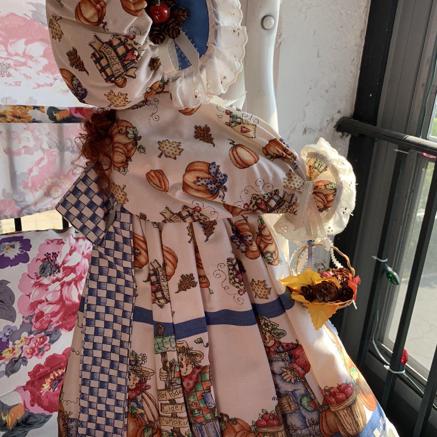 Autumn Girl Broom Doll Decoration