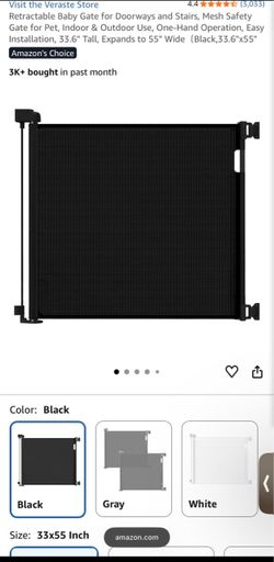 Retractable Mesh Baby Gate Black 33x55