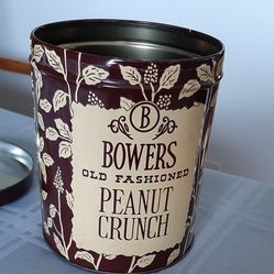 Vintage "Bowers" Old Fashion Peanut Crunch tin.