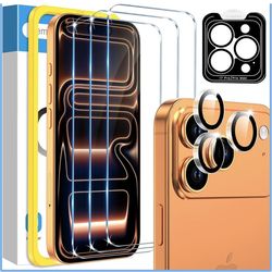 Fotbor Compatible for 3 Pack iPhone 17 Pro Max Screen Protector with 1 Set Camera Lens Protector, 2025 Upgrade 9H+ Premium Tempered Glass 17 Promax, E