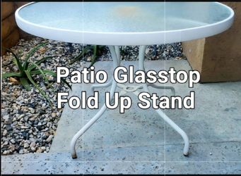 Round Glass Top Patio Folding Table 42Wide - 28 Tall