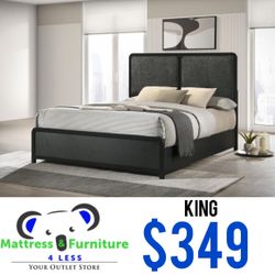 Cavelle Upholstered King Bed Black