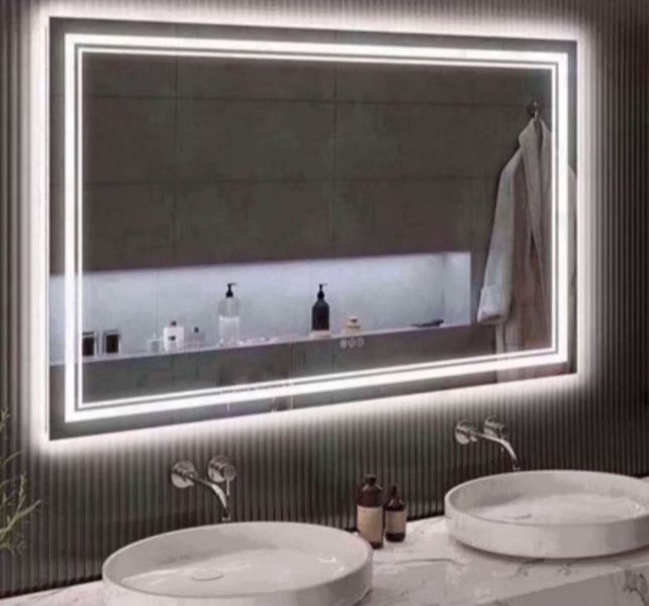 LED Mirror for Bathroom 72x36”with Front and Backlit, 3 Colors Dimmable Lighted Vanity Mirror for W