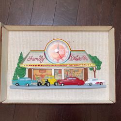 Vintage Coca Cola Family Drive In Diner Wall Clock Made In USA WORKS 20.25"