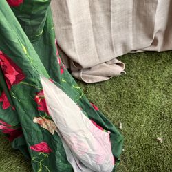 KOANDAILY XL Green Floral Belted Maxi Dress