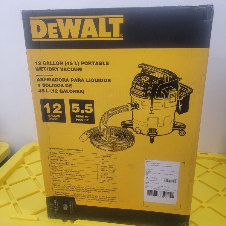 DEWALT 12 GALLON (45 L) PORTABLE WET/DRY VACUUM