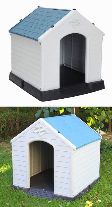 New $75 Plastic Dog House Medium/Large Pet Indoor Outdoor All Weather Shelter Cage Kennel 35x31x32”