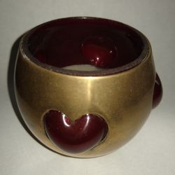 Brass Candle Holder with 4 Red Hearts