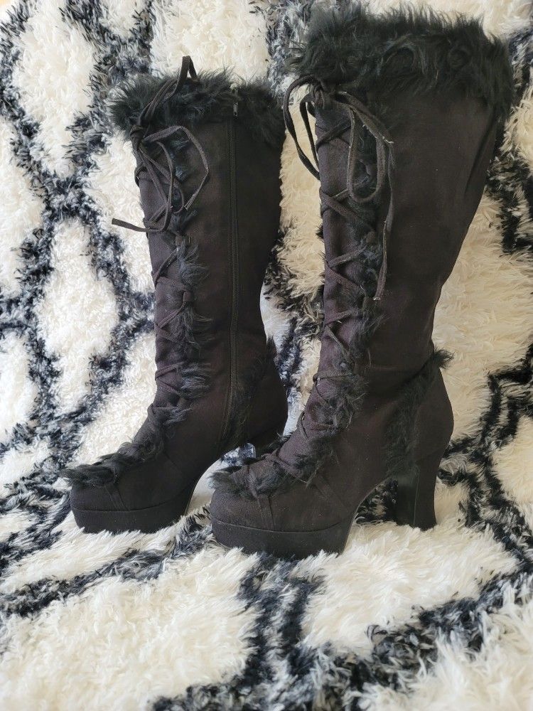 Black Platform Boots, Ladies Size 10