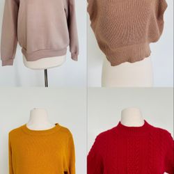 Set of 4 Women’s Sweaters Plus One Knit Open-Front Cardigan