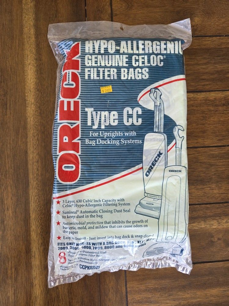 ORECK Type CC Vacuum Cleaner Bags CCPK8DW CELOC Upright Vac Bag 8 Pack