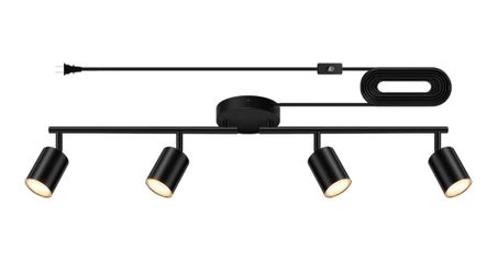NEW 4-Light Plug-In Track Lighting Fixture – Matte Black Adjustable Ceiling/Wall Light