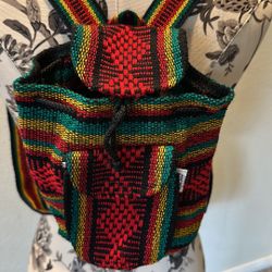 Colorful Mexican Embroidered Woven Mini Backpack 