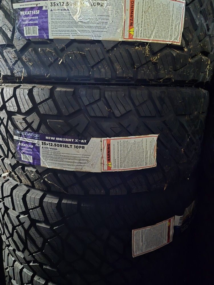 (4) 35x12.50r18 Predator A/T Tires 35 12.5 18 Inch AT 10-ply LT E Rated