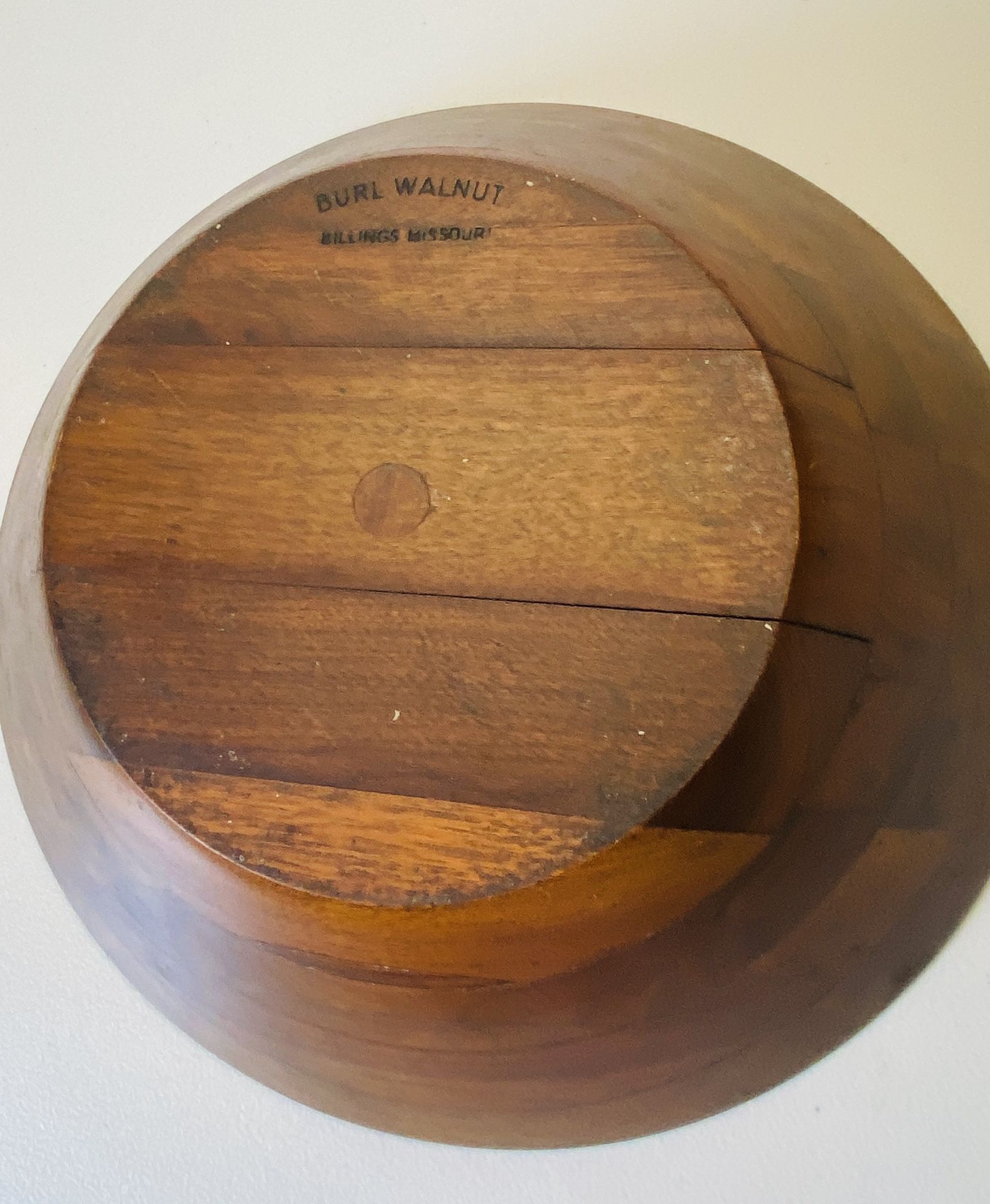 Vintage Burl Walnut Billings Missouri Salad Bowl 14" MCM